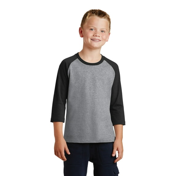 Port Co Teen Unisex Regular Plain Long Sleeves T-Shirt AH/Jet Black Small