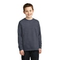 thumbnail image 1 of Port & Co Teen Unisex Regular Plain Long Sleeves T-Shirt Heather Navy X-Large, 1 of 6
