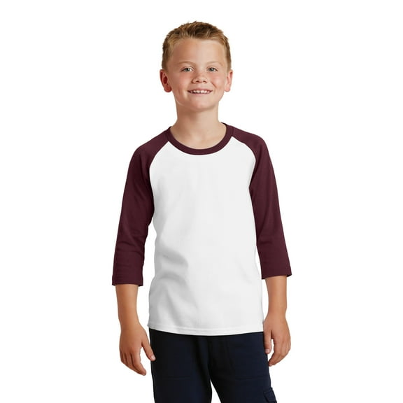 Port Co Teen Unisex Regular Plain Long Sleeves T-Shirt Wht/Ath Maroon X-Large