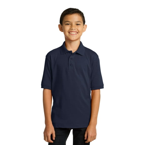 Port & Co Teen Unisex Regular Plain Short Sleeves Polo Deep Navy X-Large
