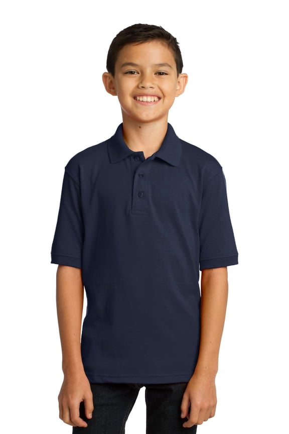 Teen Unisex Regular Plain Short Sleeves Polo Deep Navy X-Large