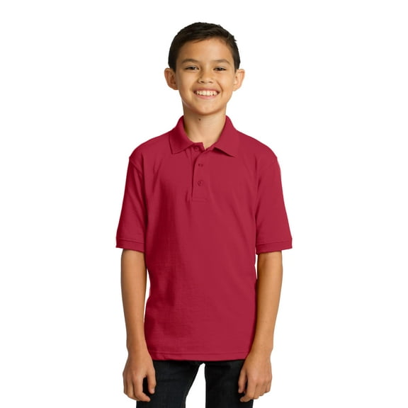 Port & Co Teen Unisex Regular Plain Short Sleeves Polo Red X-Small