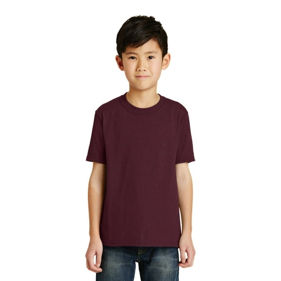 Port & Co Teen Unisex Regular Plain Short Sleeves T-Shirt Athletic Mroon Large