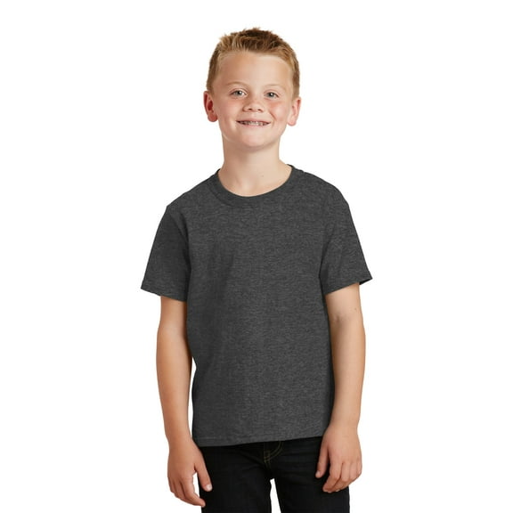 Port & Co Teen Unisex Regular Plain Short Sleeves T-Shirt Dark Hthr Grey Medium