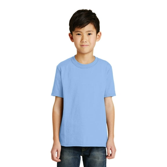 Port Co Teen Unisex Regular Plain Short Sleeves T-Shirt Light Blue Large