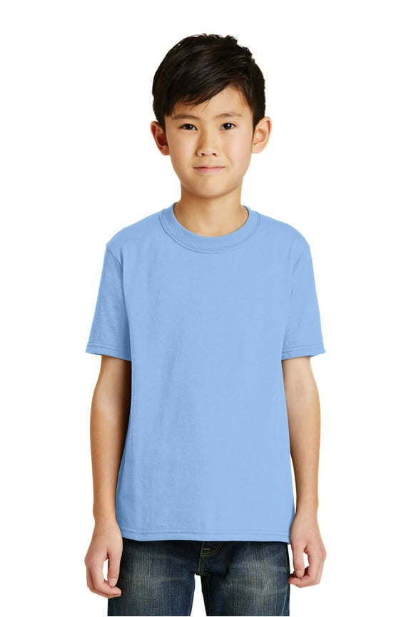 Port Co Teen Unisex Regular Plain Short Sleeves T-Shirt Light Blue Large