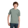 thumbnail image 1 of Port & Co Teen Unisex Regular Plain Short Sleeves T-Shirt Stonewshd Grn X-Small, 1 of 2