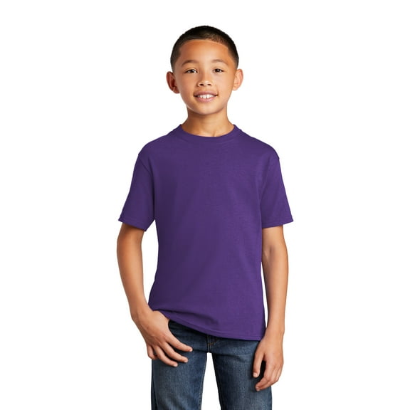 Port & Co Teen Unisex Regular Plain Short Sleeves T-Shirt Team Purple X-Small