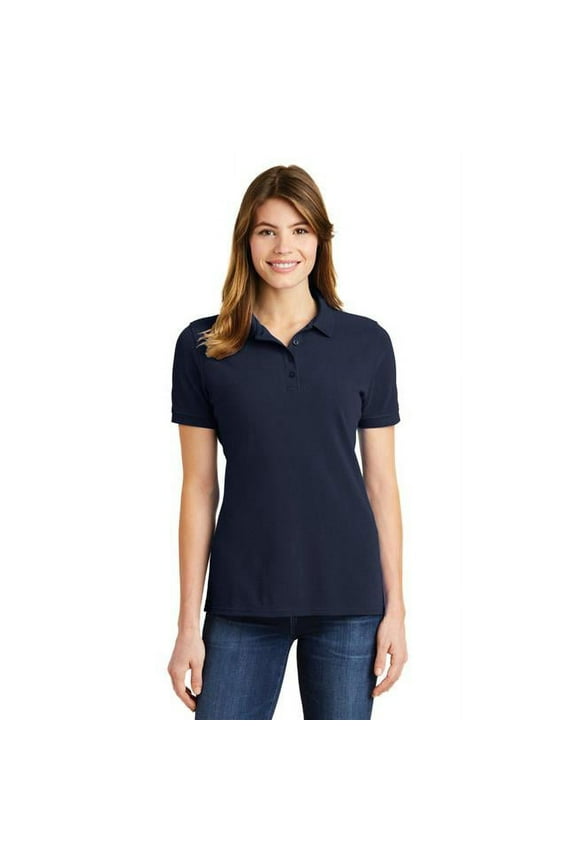 Women's Ring Spun Pique Polo, Deep Navy, Large