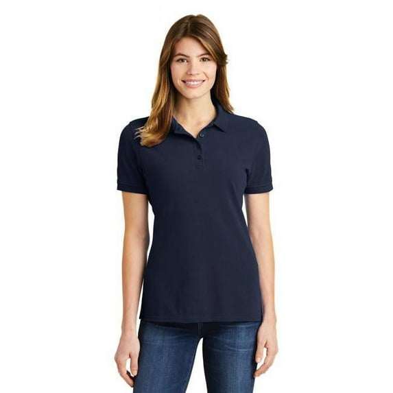 Port & Co Women's Ring Spun Pique Polo, Deep Navy, X-Small