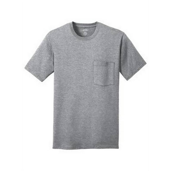Port & Company 100% Cotton Pocket T-Shirt - Athletic Heather - 3X-Large