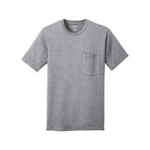 Port & Company 100% Cotton Pocket T-Shirt - Athletic Heather - Large