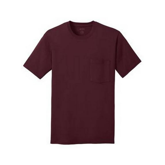 Port & Company 100% Cotton Pocket T-Shirt - Athletic Maroon - Large