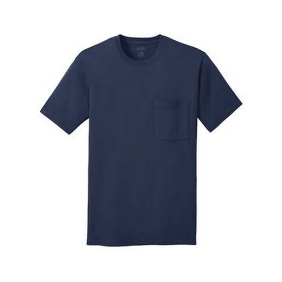 Port & Company 100% Cotton Pocket T-Shirt - Navy - Large