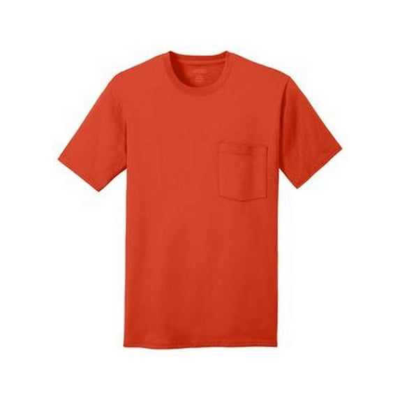 Port & Company 100% Cotton Pocket T-Shirt - Orange - Small