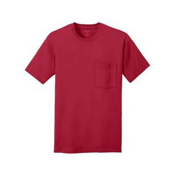 Port & Company 100% Cotton Pocket T-Shirt - Red - Large