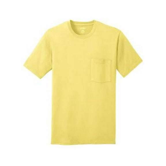 Port & Company 100% Cotton Pocket T-Shirt - Yellow - Small