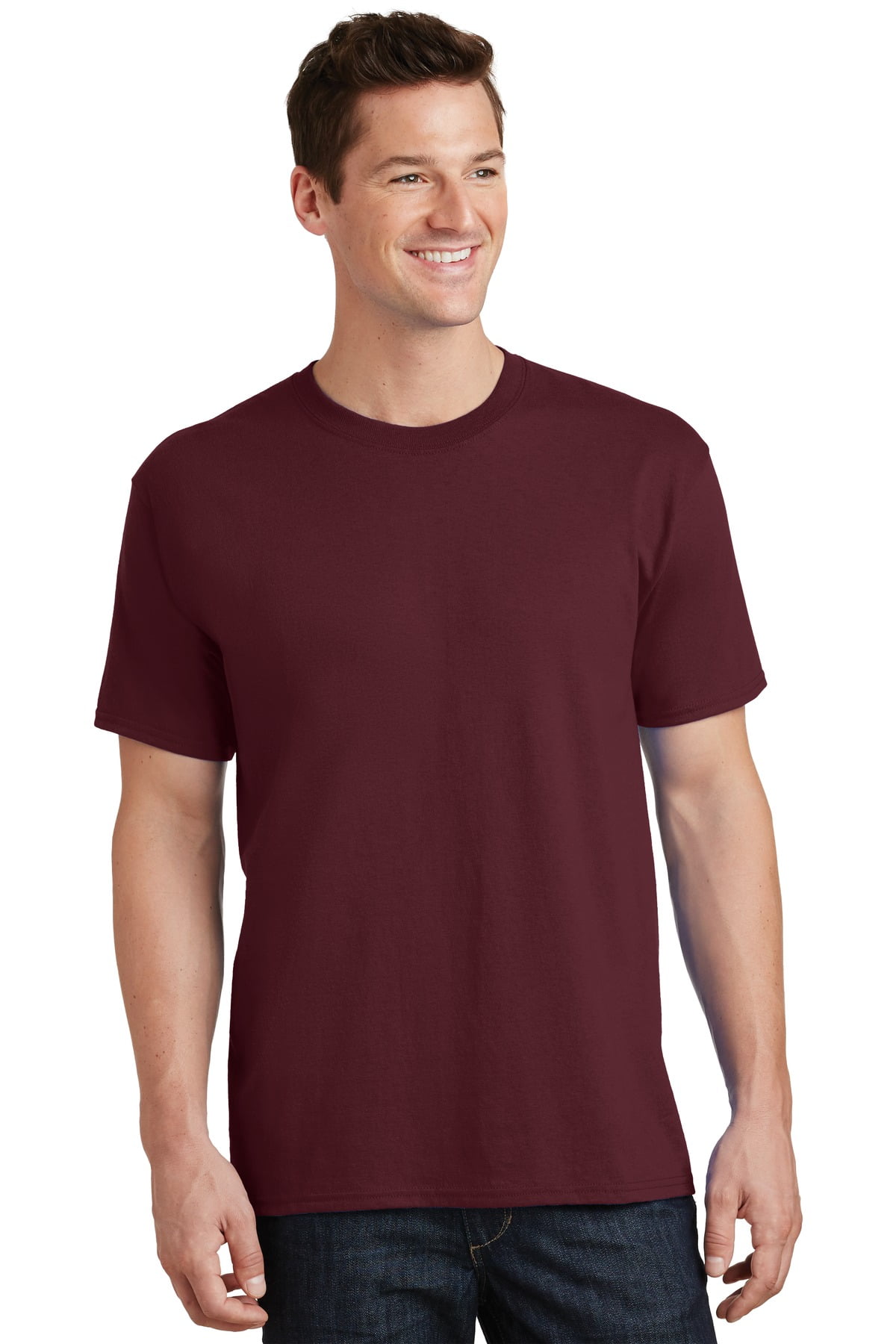 Port & Company Men's Athletic Maroon Cotton T-Shirt – Soft, Breathable, Machine Washable – Size Small