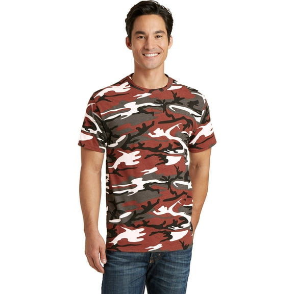 Port & Company 54Oz 100% Cotton Camo Tee (PC54C) Red Camouflage, S