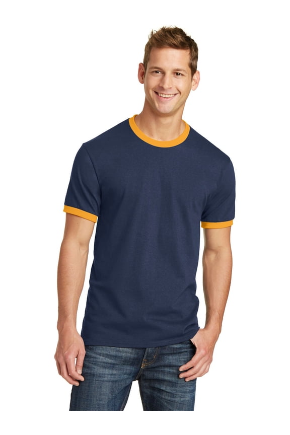 mpany 54Oz 100% Cotton Ringer Tee (PC54R) Navy/Gold, XL
