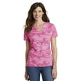 thumbnail image 1 of Port & Company 54Oz 100% Cotton VNeck Camo Tee (LPC54VC) Pink Camouflage, L, 1 of 2
