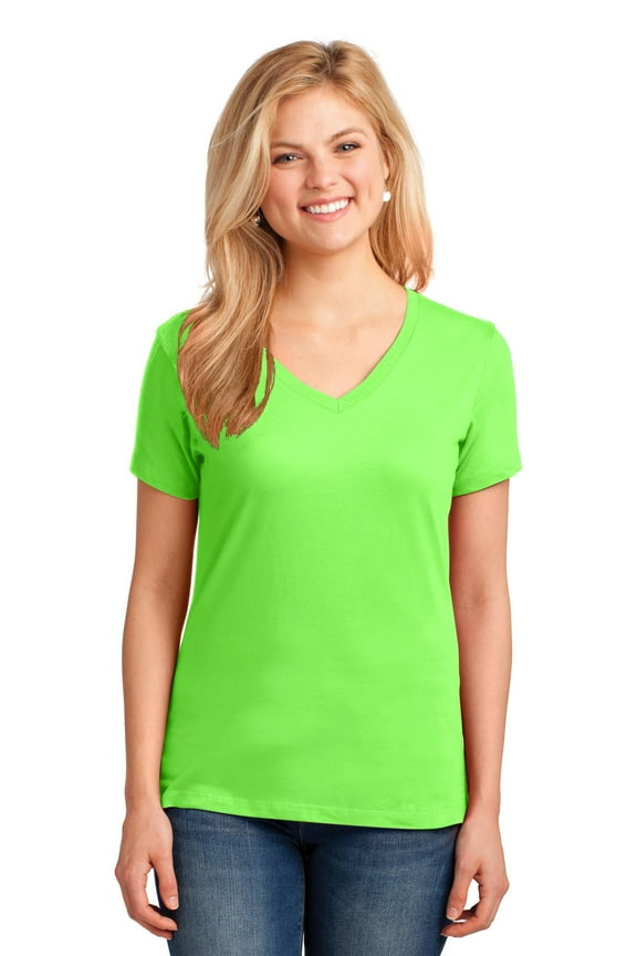 54oz 100% Cotton V-Neck TShirt (LPC54V) Neon Green, 2XL