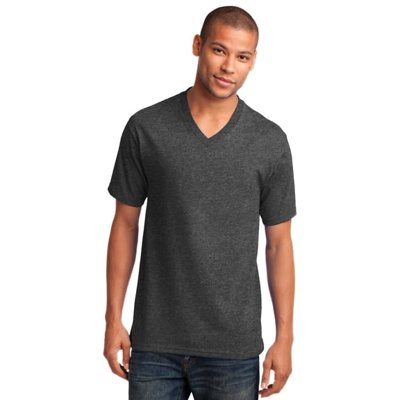 Port & Company 54oz 100% Cotton V-Neck TShirt (PC54V) Dark Heather Grey, 4XL
