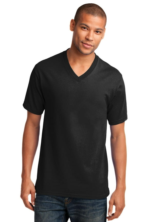 54oz 100% Cotton V-Neck TShirt (PC54V) Jet Black, XL