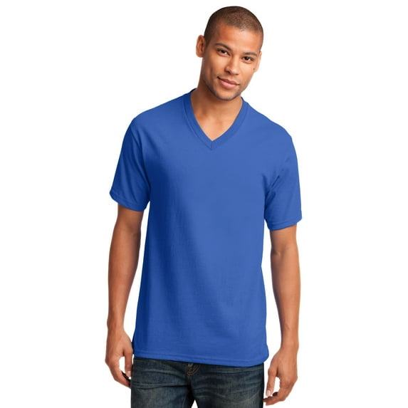 Port & Company 54oz 100% Cotton V-Neck TShirt (PC54V) Royal Blue, XL