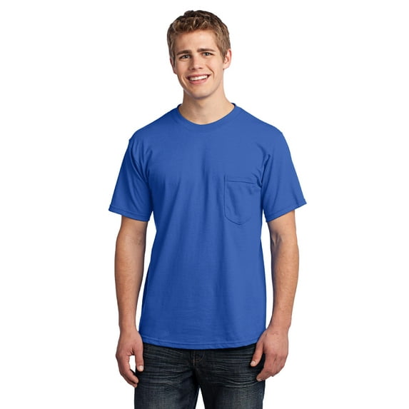 Port & Company All-American Tee with Pocket. Royal. L.