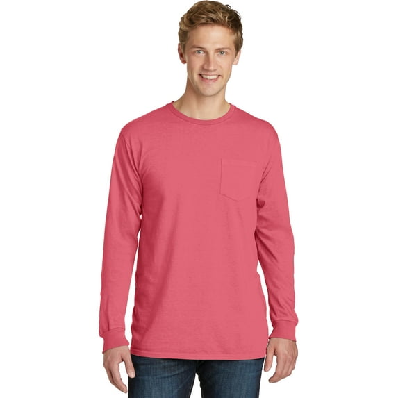 Port & Company Beach Wash Garment-Dyed Long Sleeve Pocket Tee