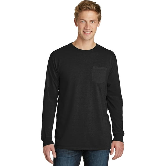 Port & Company Beach Wash Garment-Dyed Long Sleeve Pocket Tee