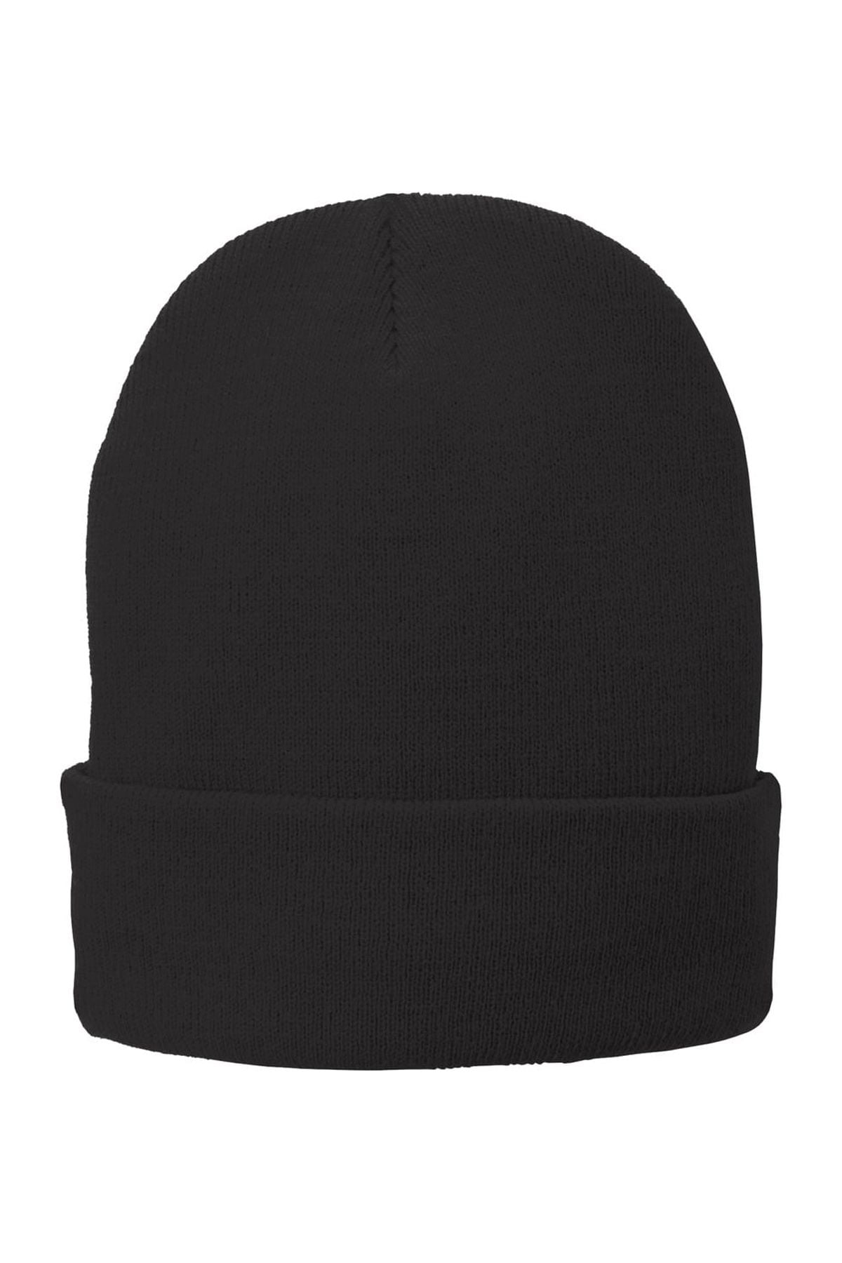 Port & Company Fleece-Lined Knit Cap - OSFA Black, Acrylic With Polyester Fleece Lining
