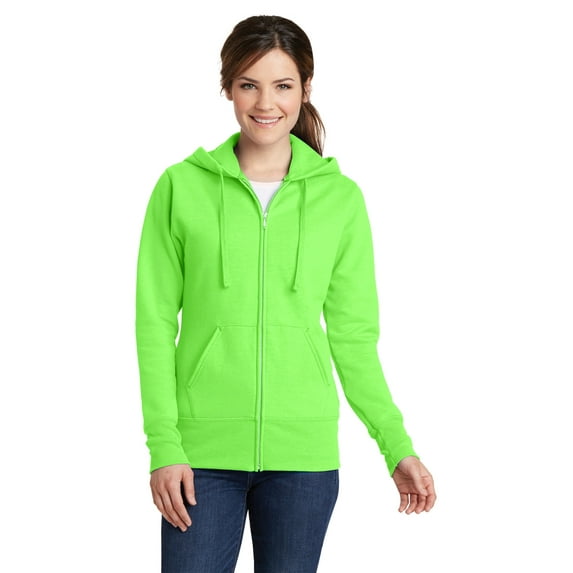 Port & Company Classic Full Zip Hooded Sweatshirt (LPC78ZH) Neon Green, XS