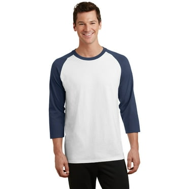 Port & Company Core Blend 3/4 Sleeve Raglan Tee-2XL (White/ Navy)