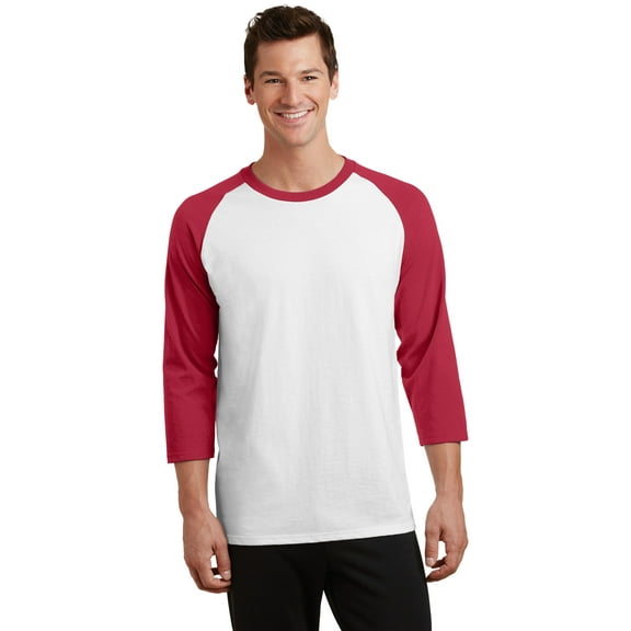 Port & Company Core Blend 3/4 Sleeve Raglan Tee-4XL (White/ Red)