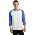 thumbnail image 1 of Port & Company Core Blend 3/4 Sleeve Raglan Tee-S (White/ Royal), 1 of 6