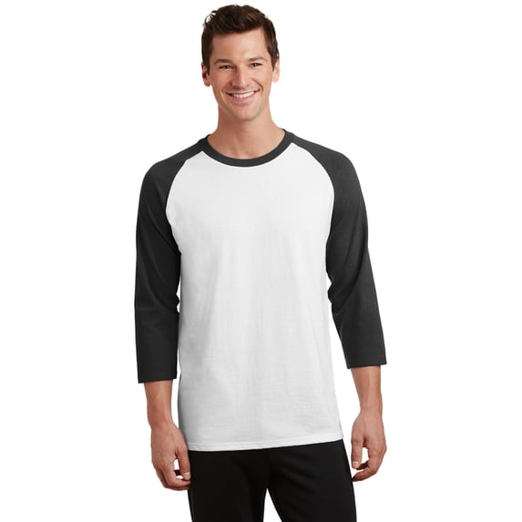 Port & Company Core Blend 3/4 Sleeve Raglan Tee-XL (White/ Jet Black)