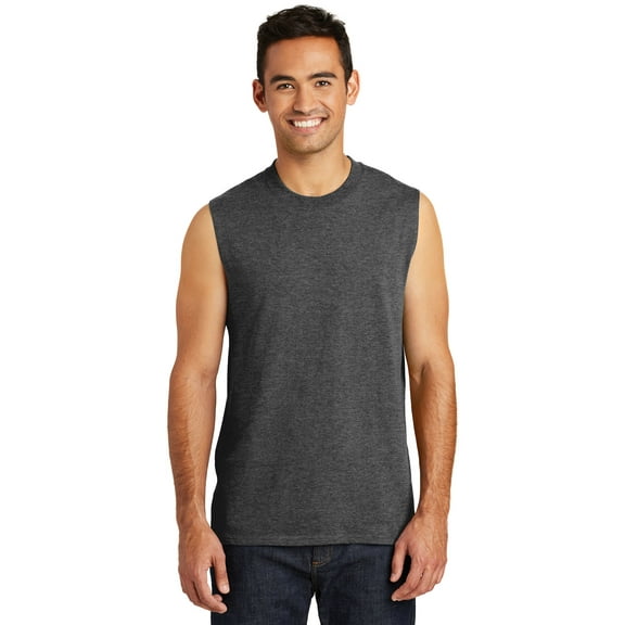 Port & Company Core Cotton Sleeveless Tee Pc54sl - Dark Heather Grey - L