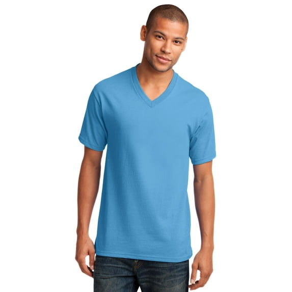 Port & Company Core Cotton V Neck Tee-XL (Aquatic Blue)