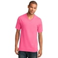 thumbnail image 1 of Port & Company Core Cotton V Neck Tee-XL (Neon Pink), 1 of 6