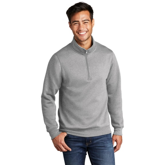 Port & Co Men Male Mock Neck Sweatshirt Athletic Hthr Medium