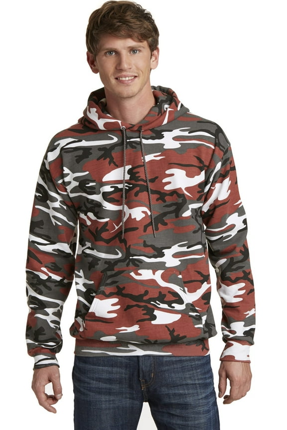 Core Fleece Camo Pullover Hooded Sweatshirt-M (Red Camo)