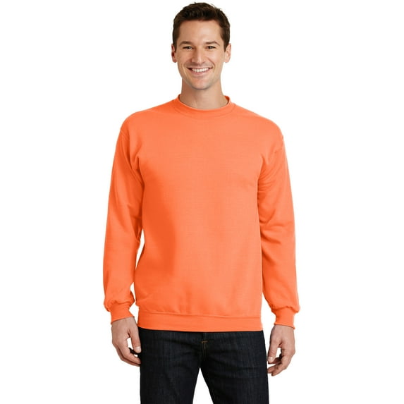 Port & Company PC78 Core Fleece Crewneck Sweatshirt, Neon Orange, 2XL