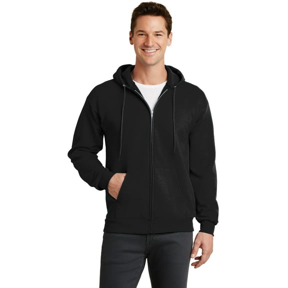 Port & Company Core Fleece Full Zip Hooded Sweatshirt-4XL (Jet Black)
