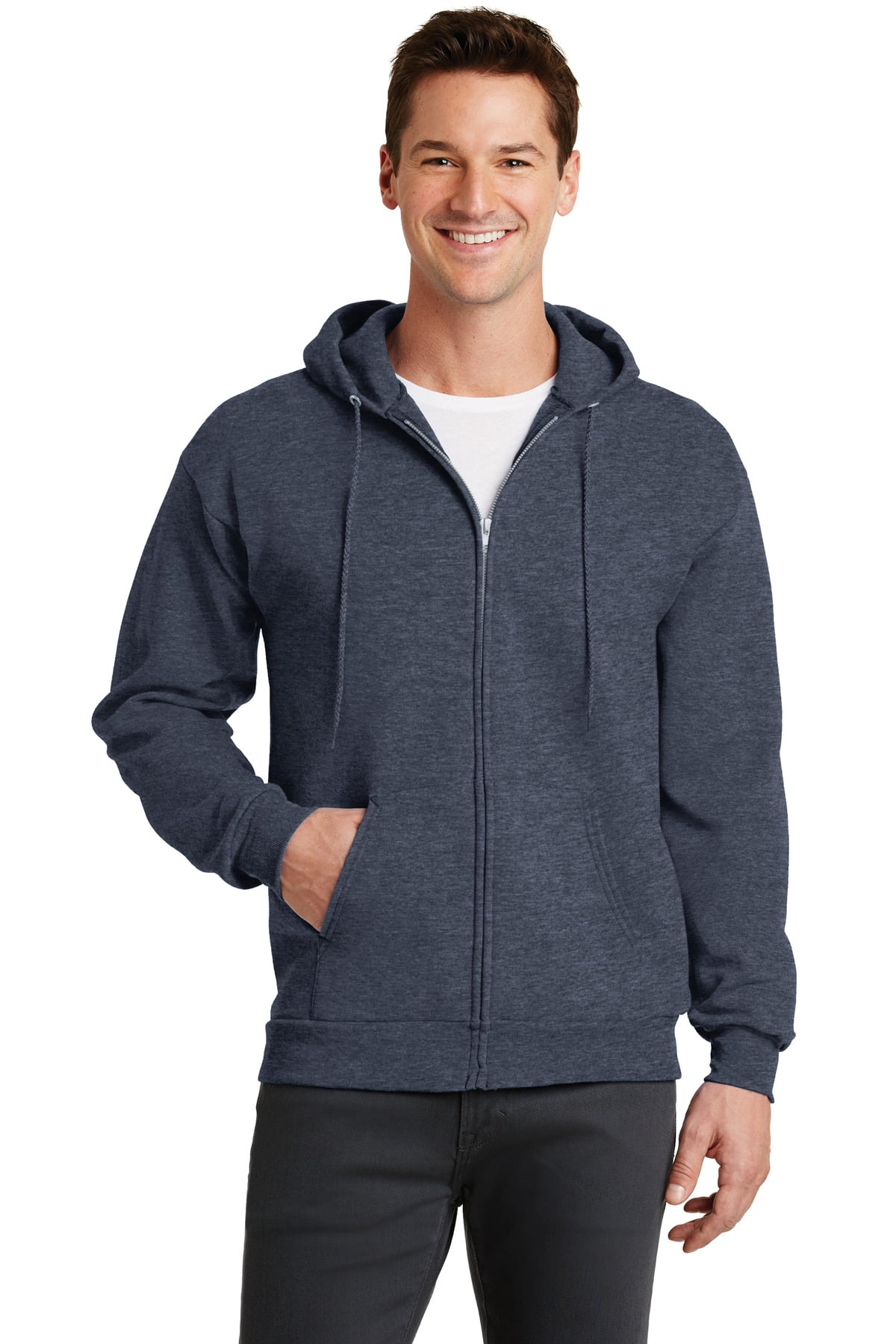 Port & Company Core Fleece Full-Zip Hooded Sweatshirt - PC78ZH, Navy, 4XL Big - View #2