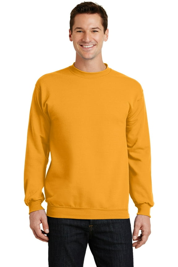 Port & Co Adult Male Men Plain Long Sleeves Sweatshirt Gold 4X-Large