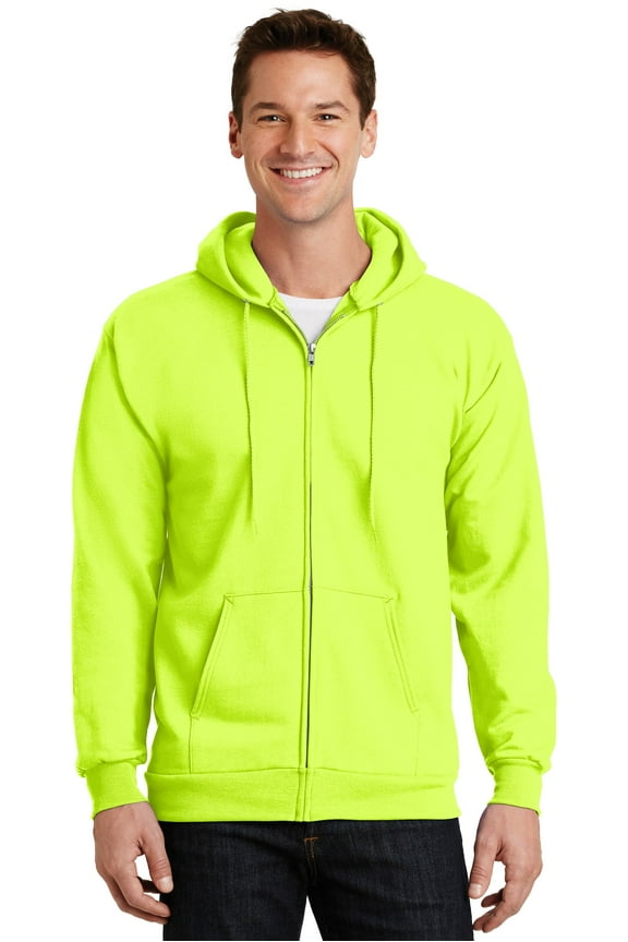 Essential Fleece Full Zip Hooded Sweatshirt-XL (Safety Green)