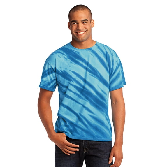 Port & Company Essential Tiger Stripe Tie-Dye Tee. Royal. 3XL.