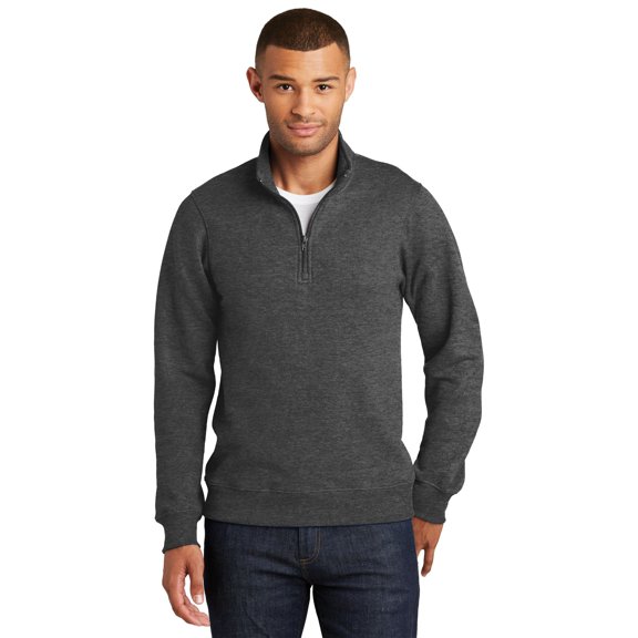 Port & Companyâ® Fan Favorite Fleece 1/4-Zip Pullover Sweatshirt Pc850q - Dark Heather Grey - 3XL